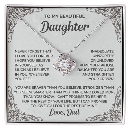 Daughter - Straighten your crown - 0015d Love Knot Necklace