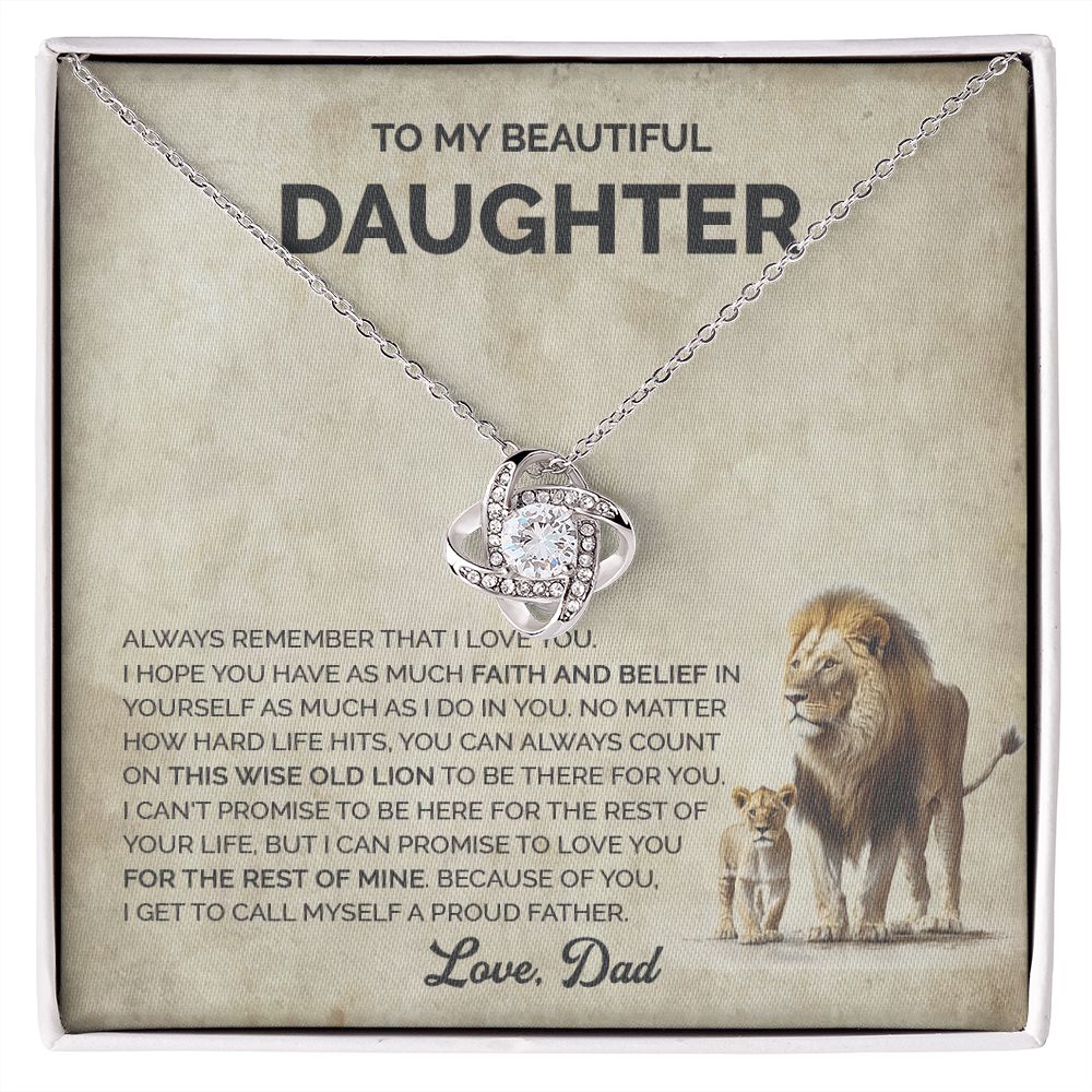 Daughter - To daughter lion 001d Love Knot Necklace