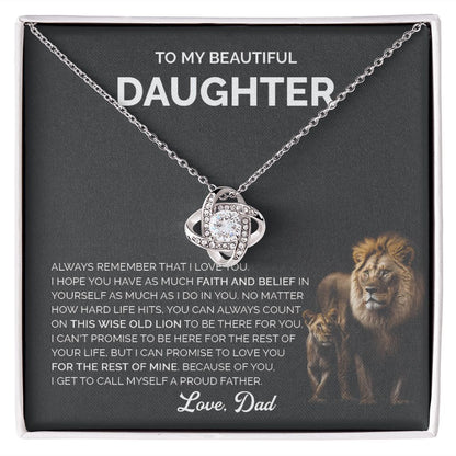 Daughter - To daughter lion 002d Love Knot Necklace