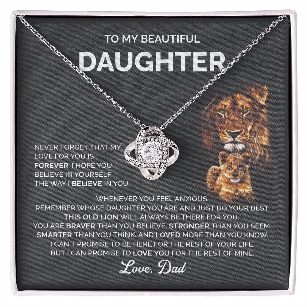 Daughter - I love you, forever and always - 0018d Love Knot Necklace