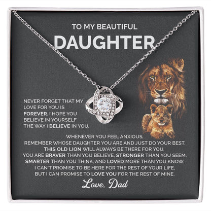 Daughter - I love you, forever and always - 0018d Love Knot Necklace
