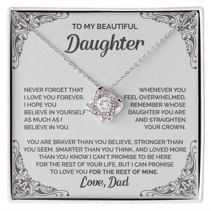 Daughter - I love you forever - 0014d Love Knot Necklace