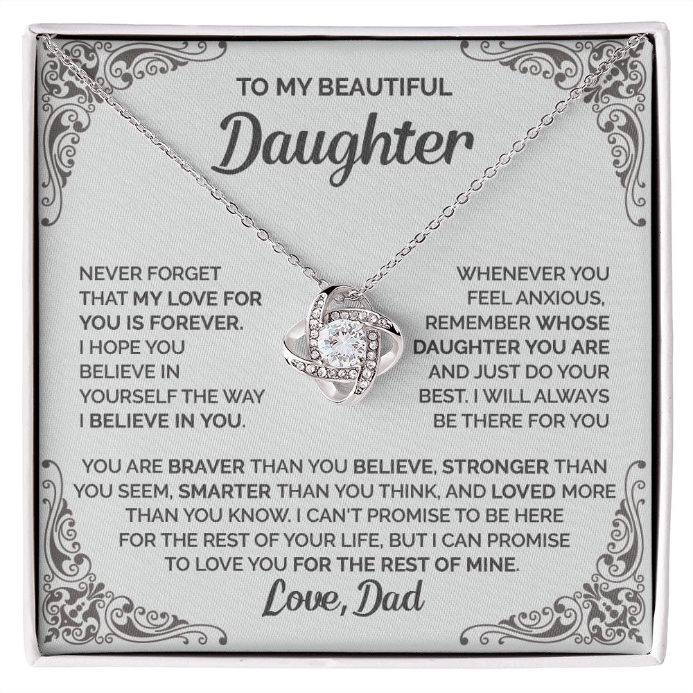 Daughter - My love for you is forever - 0016d Love Knot Necklace