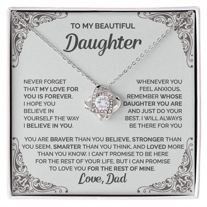 Daughter - My love for you is forever - 0016d Love Knot Necklace