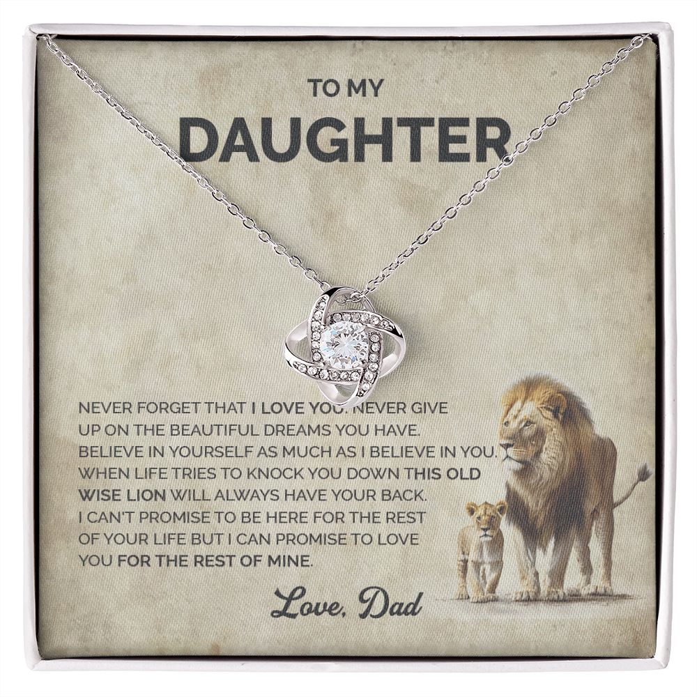 Daughter - This old lion always have your back - 012d Love Knot Necklace