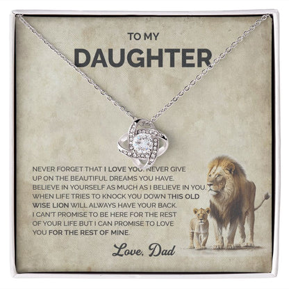 Daughter - This old lion always have your back - 012d Love Knot Necklace