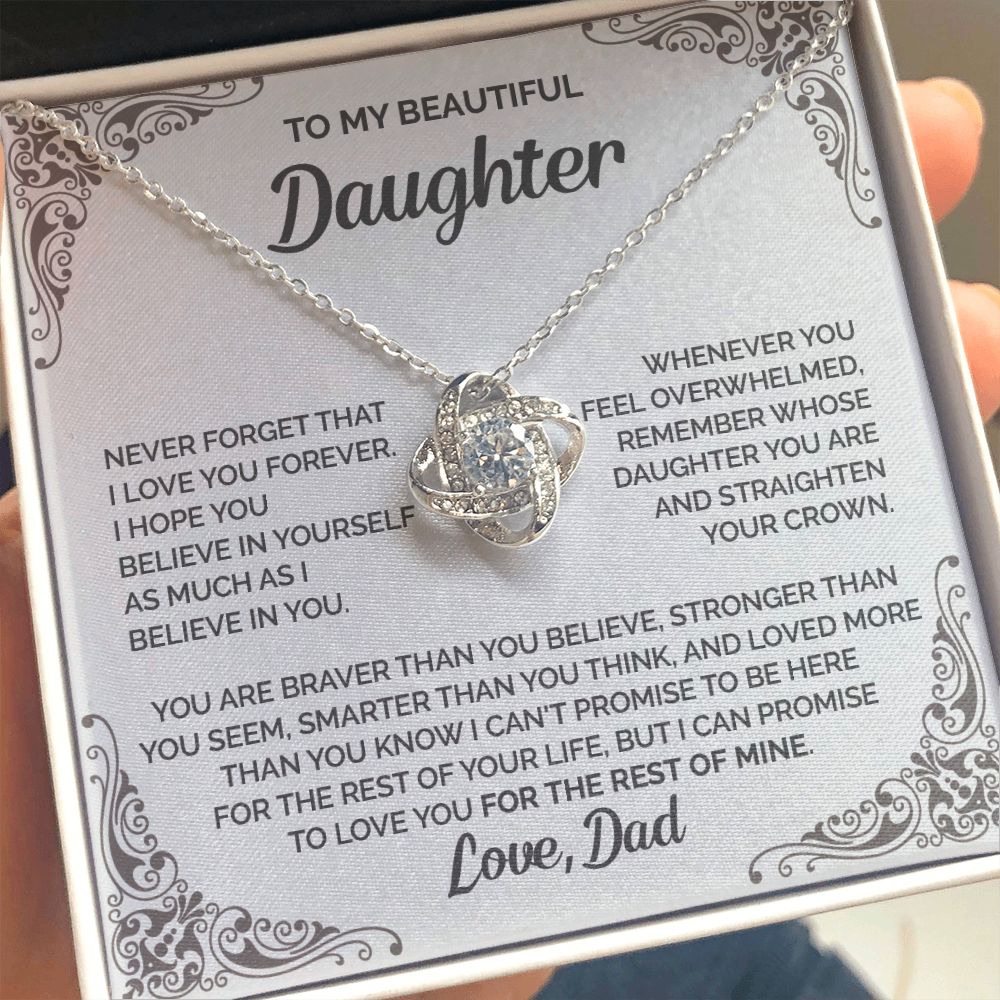 Daughter - I love you forever - 0014d Love Knot Necklace
