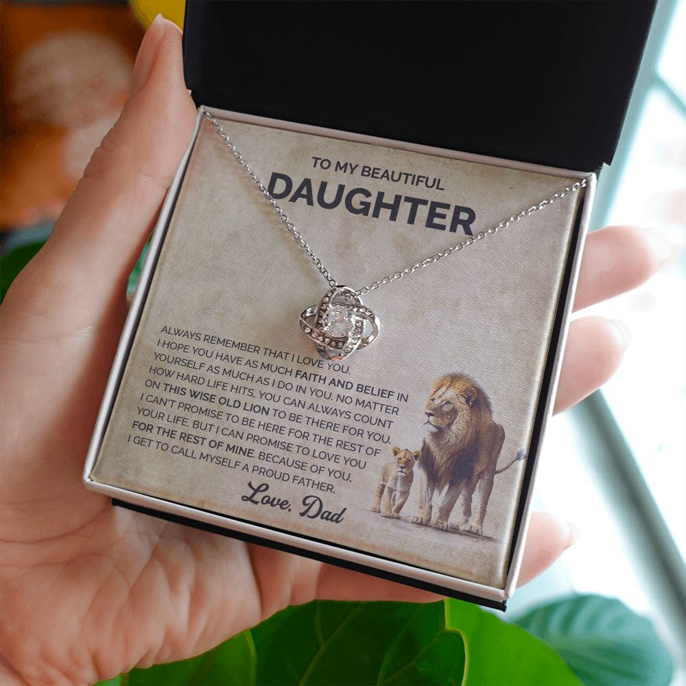 Daughter - To daughter lion 001d Love Knot Necklace