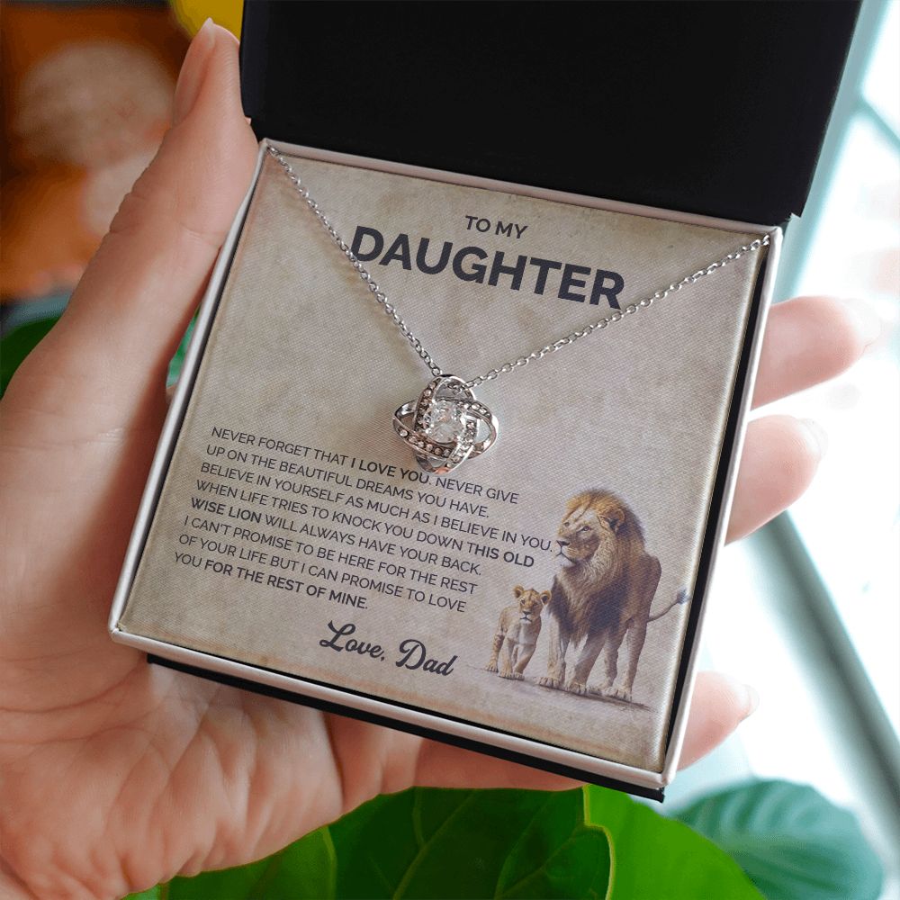 Daughter - This old lion always have your back - 012d Love Knot Necklace