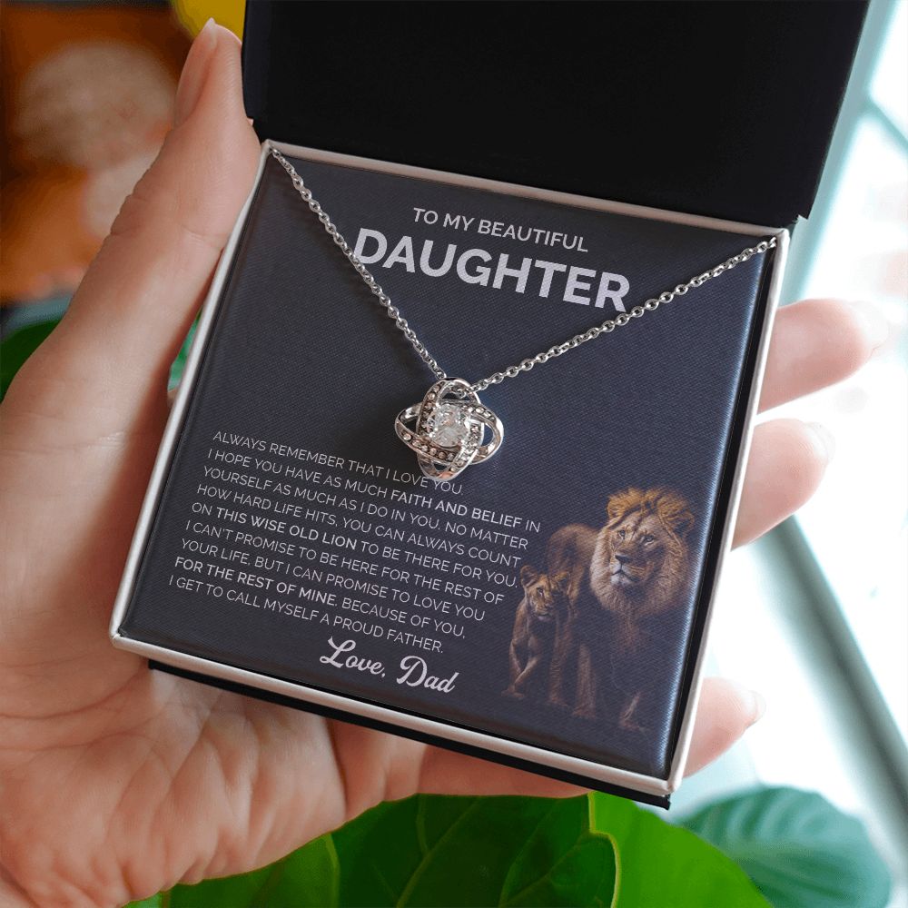 Daughter - To daughter lion 002d Love Knot Necklace
