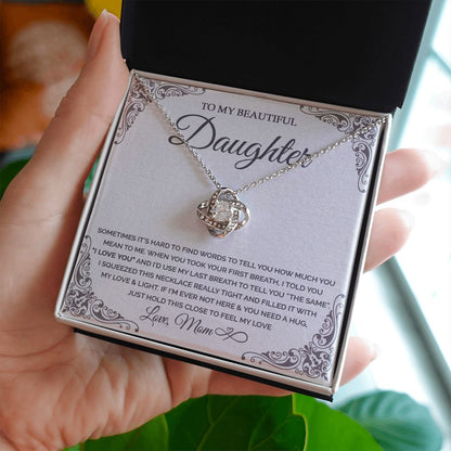 Daughter - I love you - mom to daughter - 0019d Love Knot Necklace
