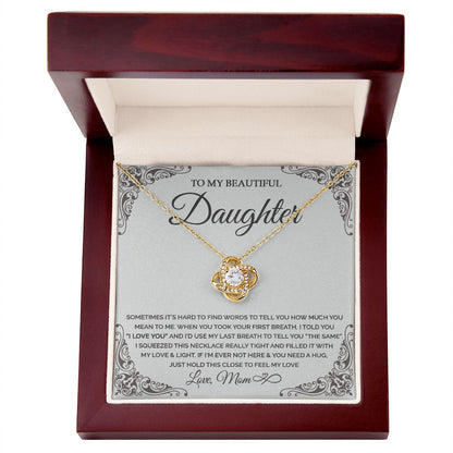 Daughter - I love you - mom to daughter - 0019d Love Knot Necklace