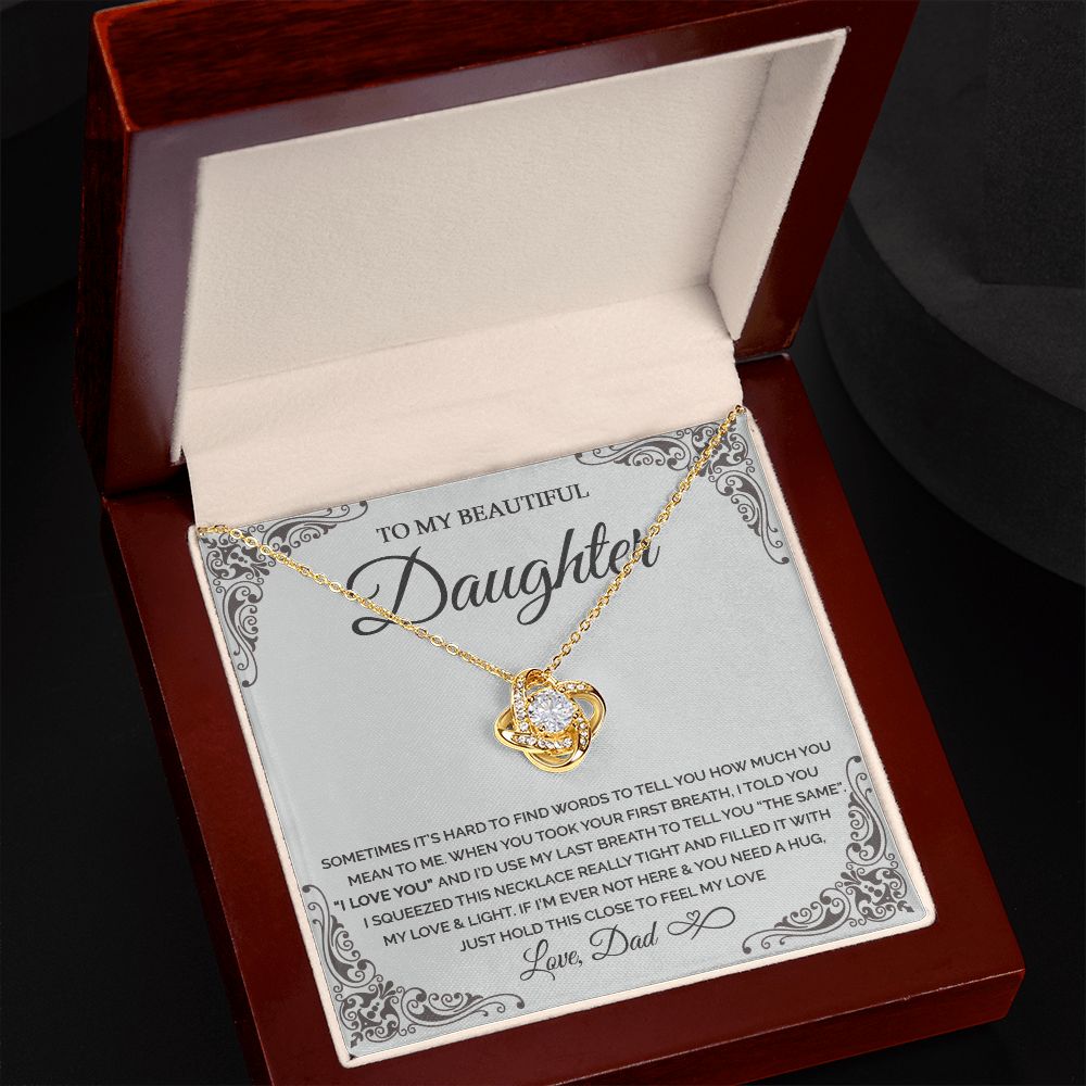 Daughter - I love you - 0019d Love Knot Necklace
