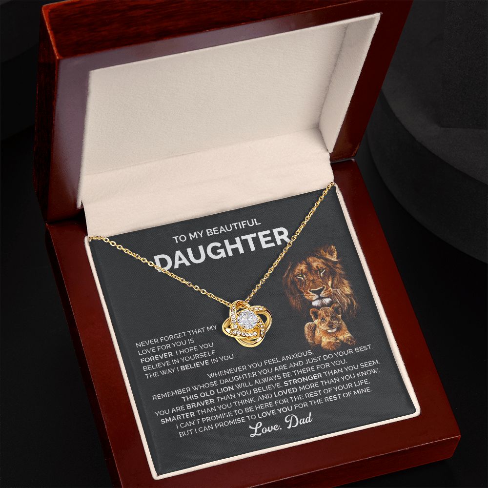 Daughter - I love you, forever and always - 0018d Love Knot Necklace