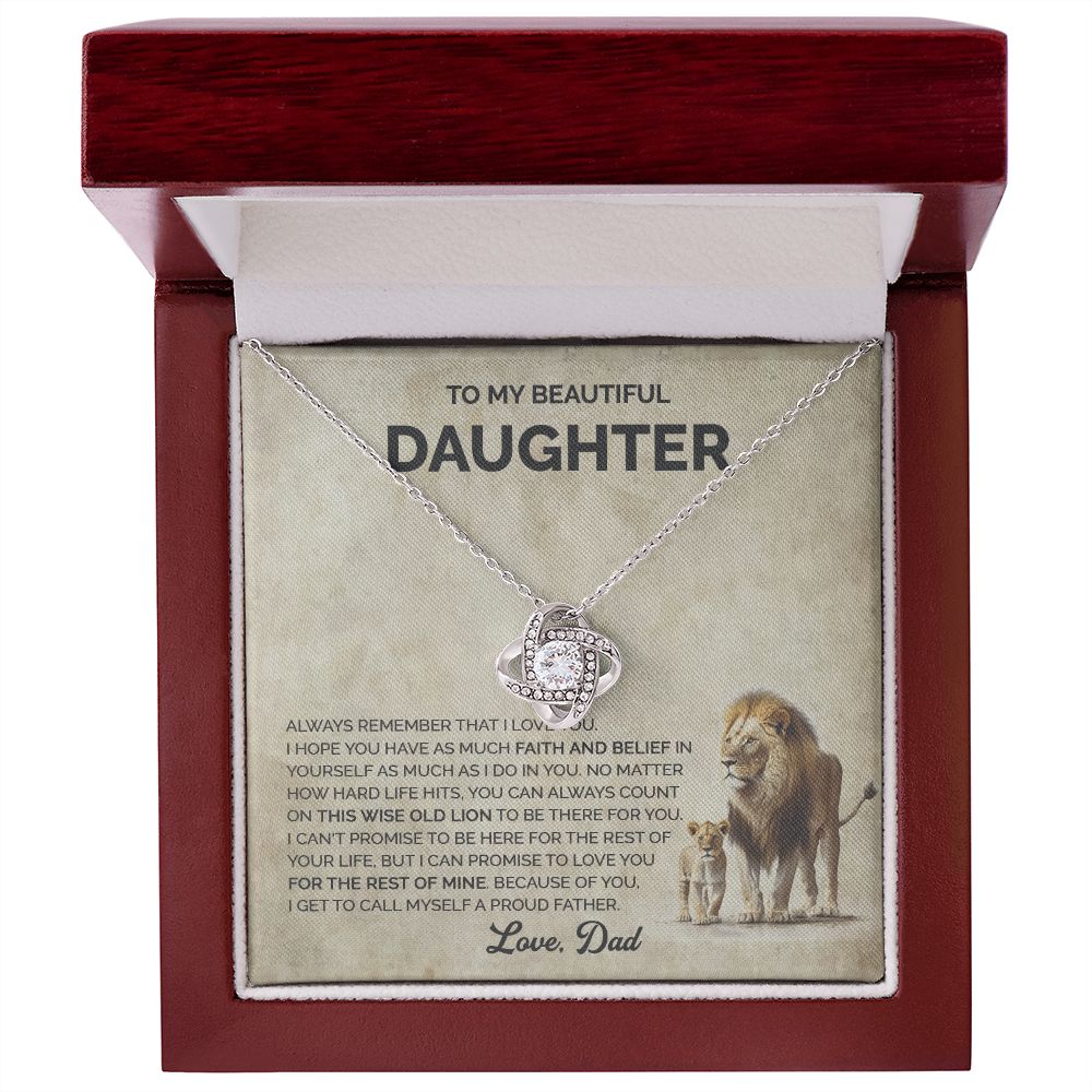 Daughter - To daughter lion 001d Love Knot Necklace