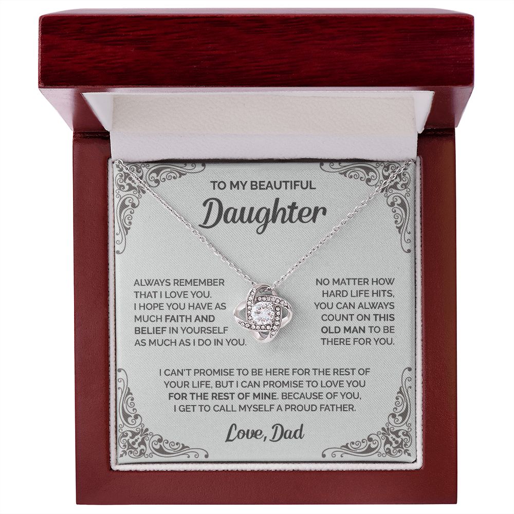 Daughter - This old man always be there for you - 004d Love Knot Necklace