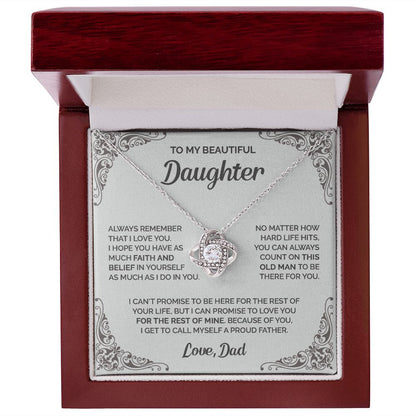 Daughter - This old man always be there for you - 004d Love Knot Necklace