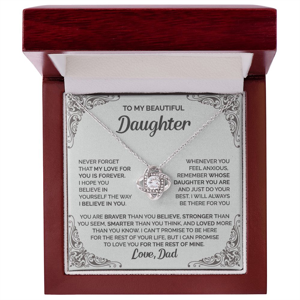 Daughter - My love for you is forever - 0016d Love Knot Necklace