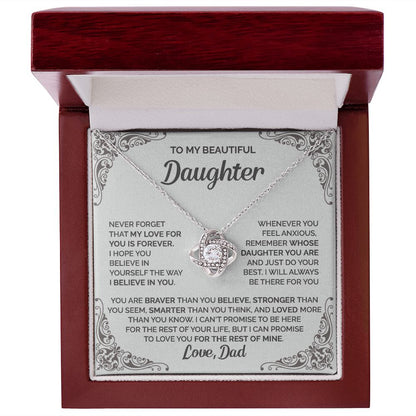 Daughter - My love for you is forever - 0016d Love Knot Necklace