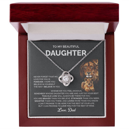 Daughter - I love you, forever and always - 0018d Love Knot Necklace