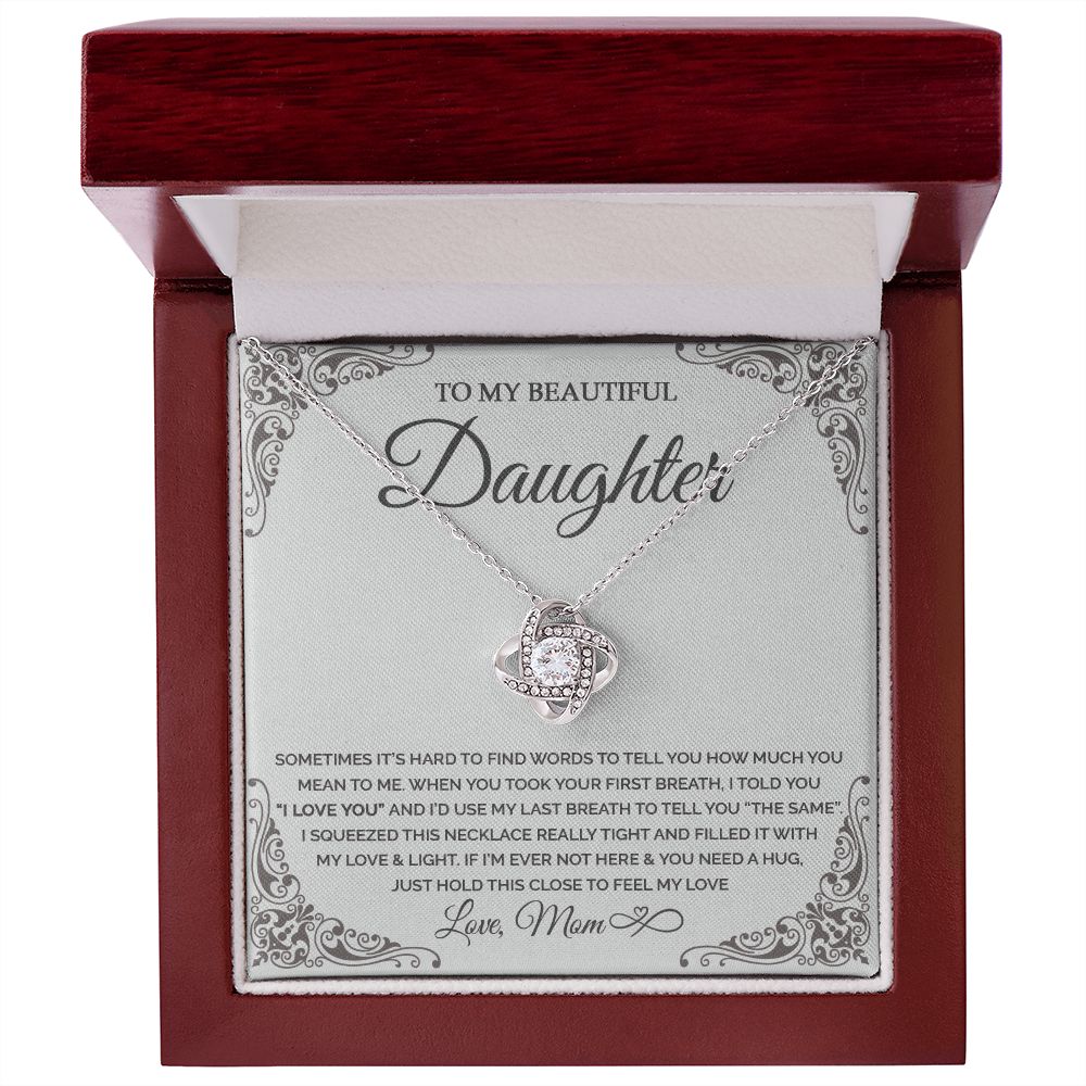 Daughter - I love you - mom to daughter - 0019d Love Knot Necklace