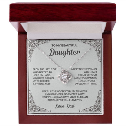 Daughter - You are the one whom I am proud of - 007d Love Knot Necklace
